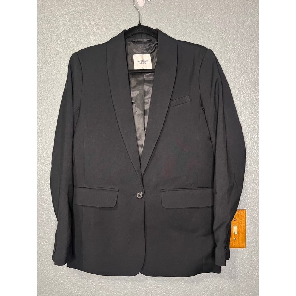 Abercrombie & Fitch Womens Black Shawl Lapel Single Button Blazer XS 144J0819